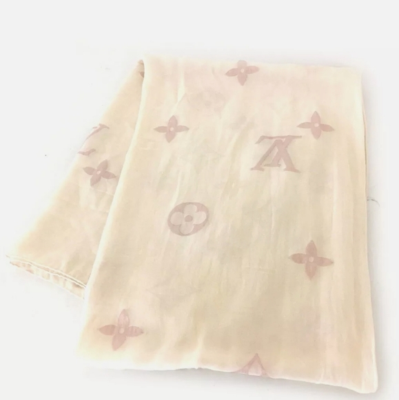 AUTH LOUIS VUITTON MONOGRAM PINK SILK SCARF 81827 - Picture 5 of 13